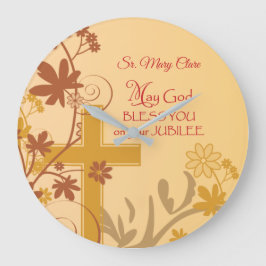 Personalize, Jubilee Anniversary Nun Cross, Wirbel Große Wanduhr