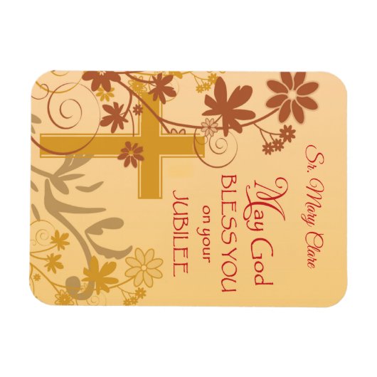 Personalize, Jubilee Anniversary Nun Cross, Wirbel Magnet (Horizontal)