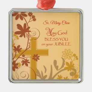 Personalize, Jubilee Anniversary Nun Cross, Wirbel Ornament Aus Metall