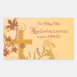 Personalize, Jubilee Anniversary Nun Cross, Wirbel Rechteckiger Aufkleber