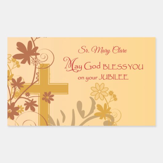 Personalize, Jubilee Anniversary Nun Cross, Wirbel Rechteckiger Aufkleber (Vorderseite)