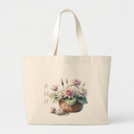 Personalize July Water Lily Tote Bag Jumbo Stoffbeutel