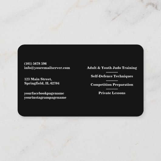 Personalize Karate instructor Gold Kickboxing  Visitenkarte (Rückseite)