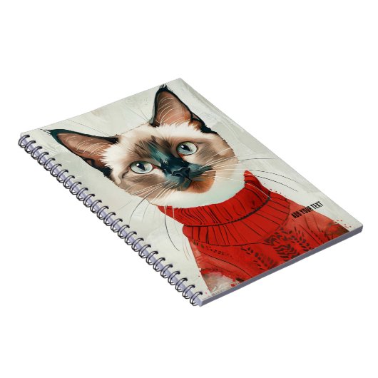 PERSONALIZE: Katze in einem roten Pullover | Notiz Notizblock (Rechte Seite)