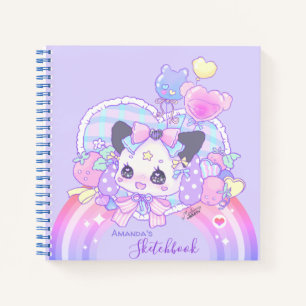 Personalize - kawaii niedlich Kitty Bunny, lila Notizblock