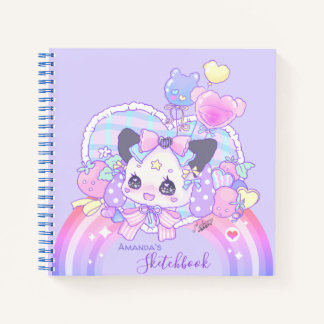 Personalize - kawaii niedlich Kitty Bunny, lila Notizblock