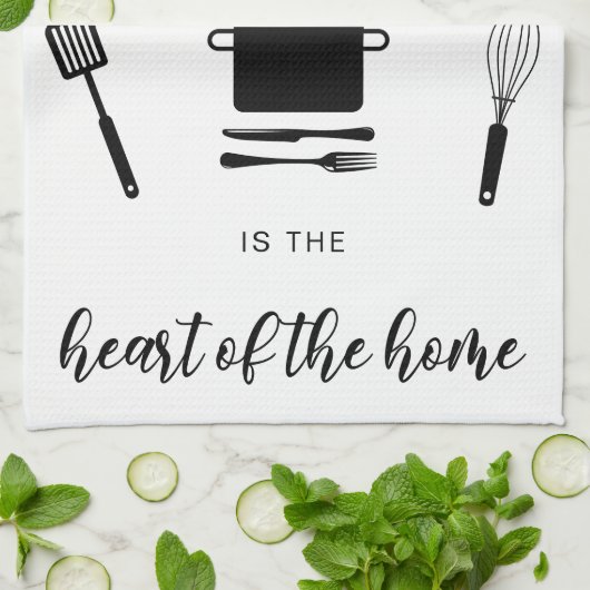 Personalize Kitchen Heart Zuhause White Geschirrtuch (Gefaltet)