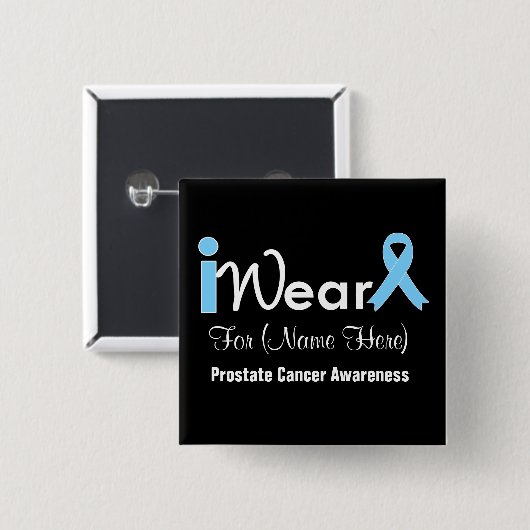 Personalize Light Blue Ribbon Prostata Cancer Button (Vorne & Hinten)