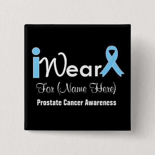 Personalize Light Blue Ribbon Prostata Cancer Button (Vorderseite)