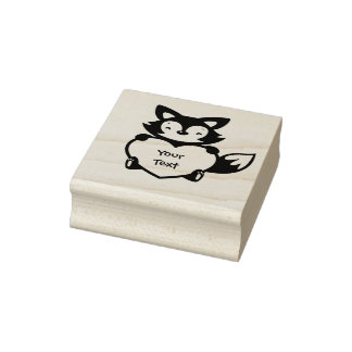 Personalize - Little Fox Holding Heart Gummistempel