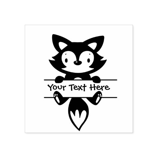 Personalize - Little Fox mit Banner Gummistempel (Prägung)