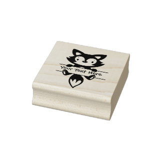 Personalize - Little Fox mit Banner Gummistempel