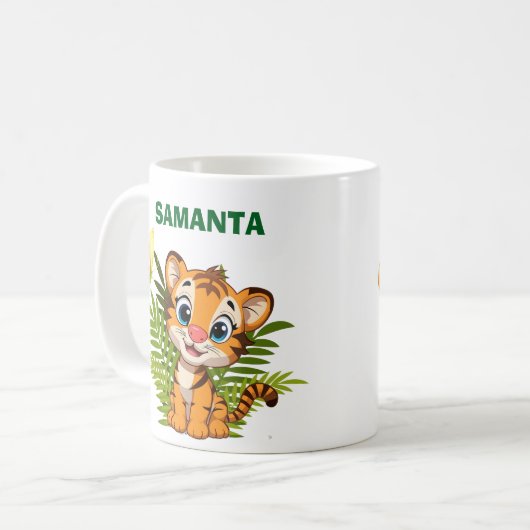  Personalize Little Tiger & Butterfly Classic Mug Kaffeetasse (Vorderseite Links)