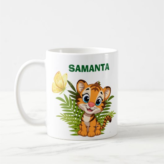  Personalize Little Tiger & Butterfly Classic Mug Kaffeetasse (Links)