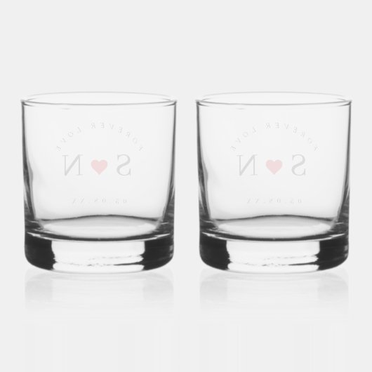Personalize Love Shape Stem Wedding Monogram Whiskyglas (Rückseite)