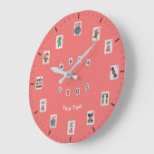 Personalize MahJong Tiles Design on Pink Große Wanduhr (Winkel)