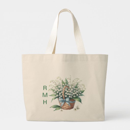 Personalize May Lily of the Valley Tote Bag Jumbo Stoffbeutel (Rückseite)
