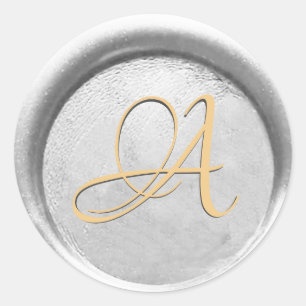 *~* PERSONALIZE Monogram Silver and Gold Wax Siege Runder Aufkleber