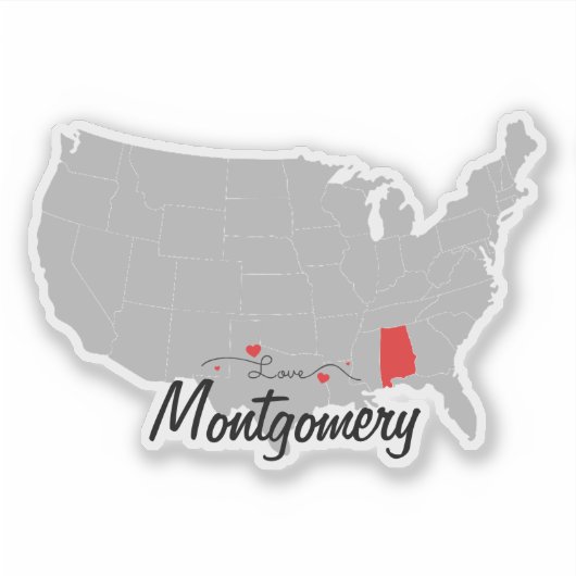 Personalize - Montgomery, Alabama Map US Aufkleber (Vorderseite)