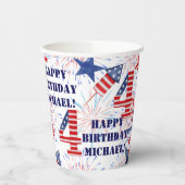 Personalize Name 4. Juli Happy Birthday Set of Pappbecher (Links)