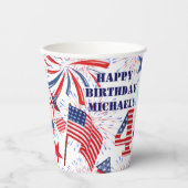 Personalize Name 4. Juli Happy Birthday Set of Pappbecher (Vorderseite)