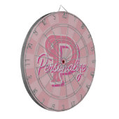 Personalize Name and Letter on Pastel Pink Color Dartscheibe (Vorderseite Links)