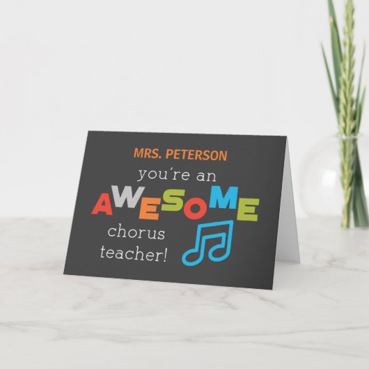 Personalize Name Chorus Teacher Appreciation Day Karte (Vorderseite)