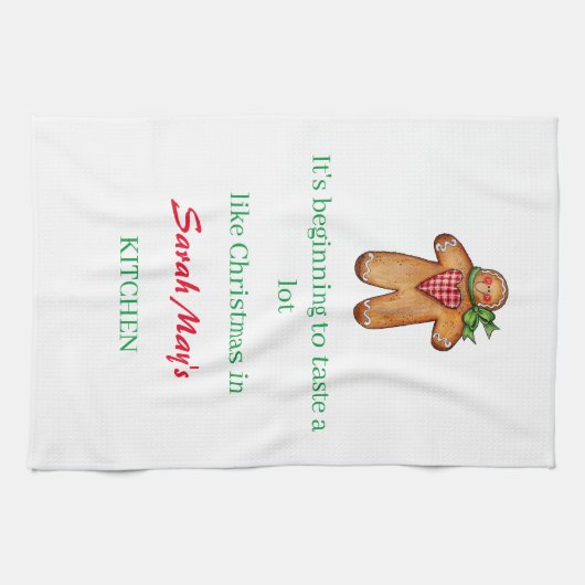 Personalize Name Christmas Kitchen Geschirrtuch (Horizontal)