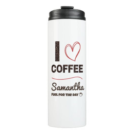 Personalize Name Coffee Lover Gift for Her Thermosbecher (Vorderseite)