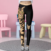 Personalize Name Cute Cat Pet Animal Striped Black Leggings