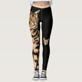 Personalize Name Cute Cat Pet Animal Striped Black Leggings (Vorderseite)