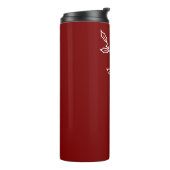 Personalize Name, Dezember Birth Blume Dark Red Thermosbecher (Nach links gedreht)