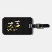 Personalize Name Elegant Mr & Mrs Black Stripes Gepäckanhänger (Vorderseite horizontal)