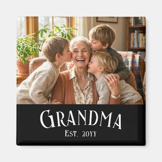 Personalize Name Grandma Est Year Photo Gift Magnet (Vorne)