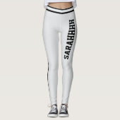 Personalize Name Light Grey Black Stripes Fun Gift Leggings (Vorderseite)