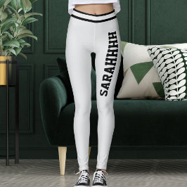 Personalize Name Light Grey Black Stripes Fun Gift Leggings