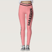 Personalize Name Light Red Black Stripes Fun Gift Leggings (Vorderseite)