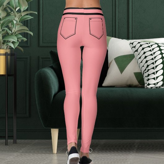 Personalize Name Light Red Black Stripes Fun Gift Leggings