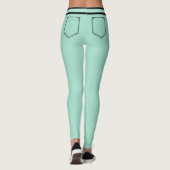 Personalize Name Light Teal Black Stripes Fun Gift Leggings (Rückseite)
