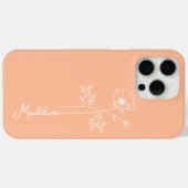 Personalize Name, Oktober Geburtshaus Blume Peach  Case-Mate iPhone Hülle (Rückseite (Horizontal))
