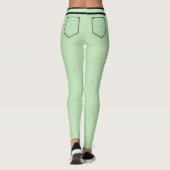 Personalize Name Pale Green Black Stripes Fun Gift Leggings (Rückseite)