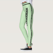 Personalize Name Pale Green Black Stripes Fun Gift Leggings (Links)