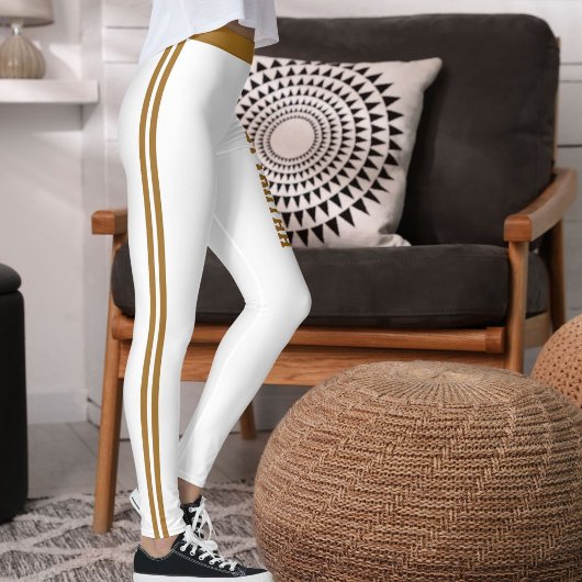 Personalize Name Quote Active Women Striped Yoga Leggings