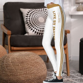 Personalize Name Quote Active Women Striped Yoga Leggings