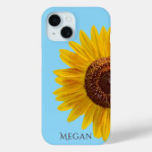Personalize Name Sky Blue Yellow Sunflower  Case-Mate iPhone Hülle (Rückseite)