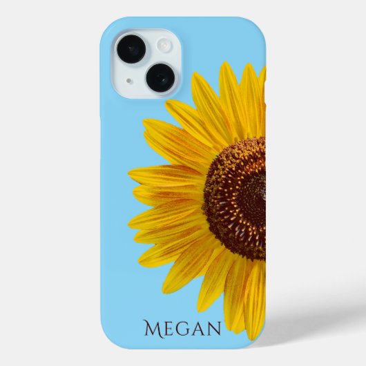 Personalize Name Sky Blue Yellow Sunflower  Case-Mate iPhone Hülle (Rückseite)