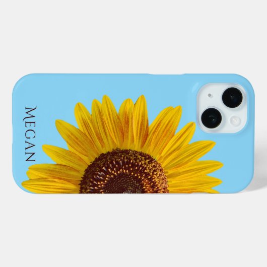 Personalize Name Sky Blue Yellow Sunflower  Case-Mate iPhone Hülle (Rückseite (Horizontal))