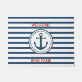 Personalize Nautical Blue Welcome Boat Name Stripe Fußmatte (Vorderseite)