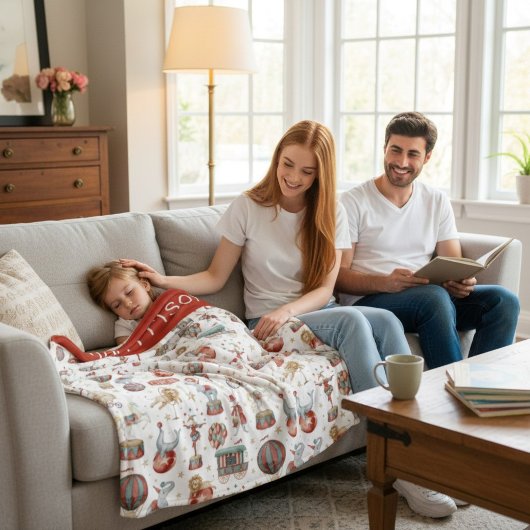 personalize Nostalgic Vintage Circus Pattern  Fleecedecke