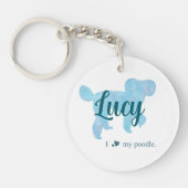 Personalize Pastel Blue Poodle Silhouette custom Schlüsselanhänger (Vorderseite)